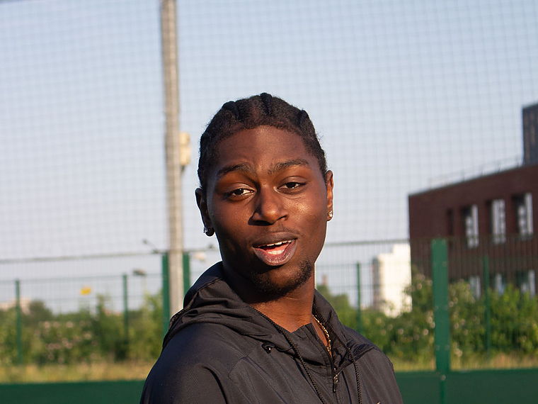 A trialist at a Street Trials event in Manchester before kick-off