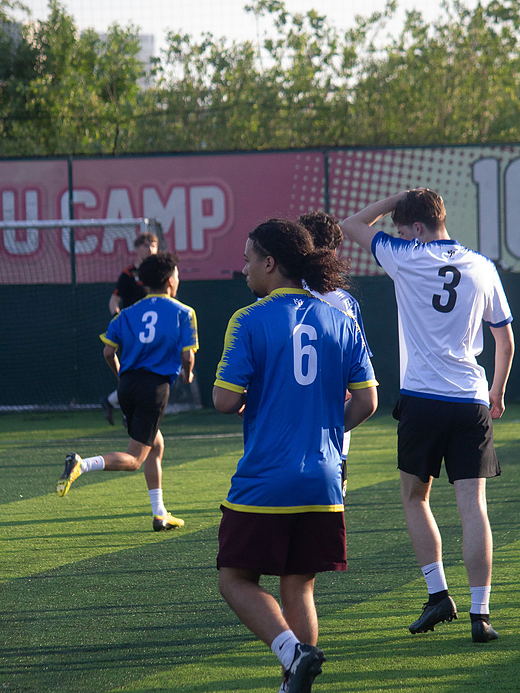 Street Trials players in blue kit during a 7-a-side match